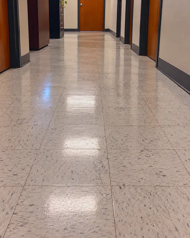 Example, after: scuffs on an office hallway floor