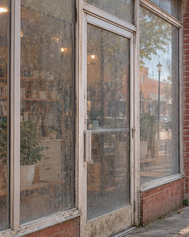 Example, before: storefront glass and frames