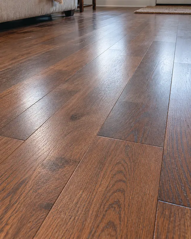 Example, after: tracked-in dirt on engineered wood