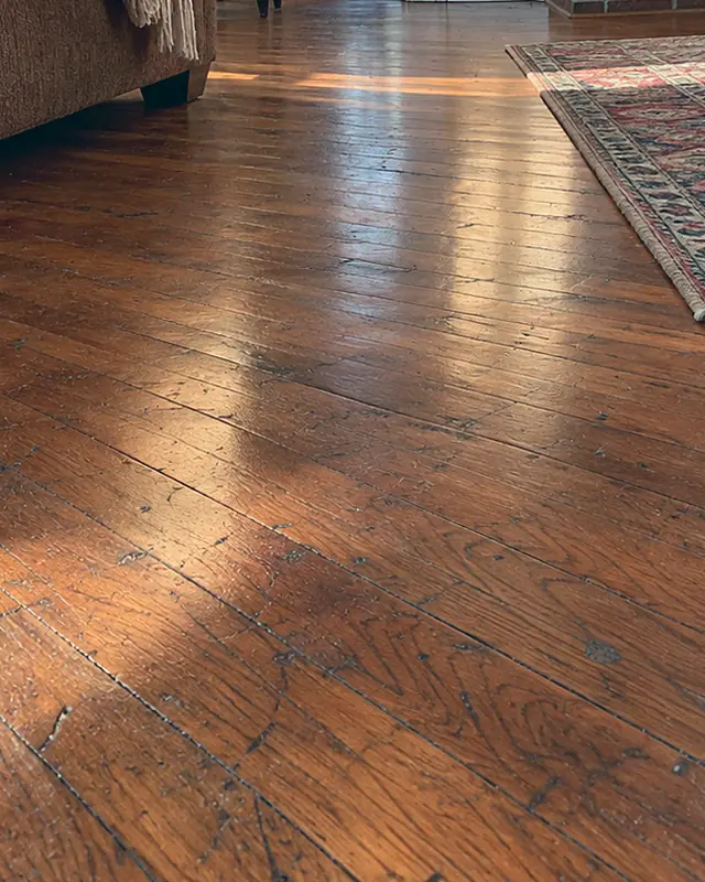 Example, after: a dull, scuffed hardwood floor