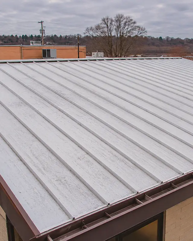 Example, after: a metal roof on a business