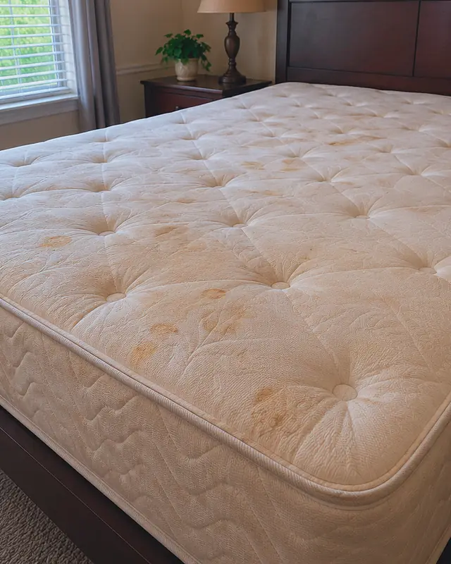 Example, before: stains on a mattress
