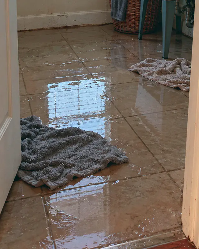 Example, before: standing water in a laundry room